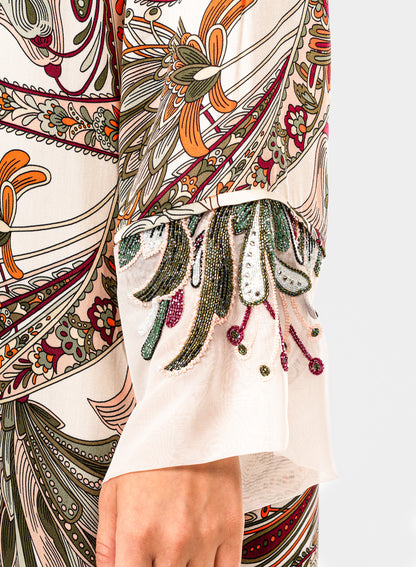 Italian Autumn Ornament Embroidered Viscose Caftan