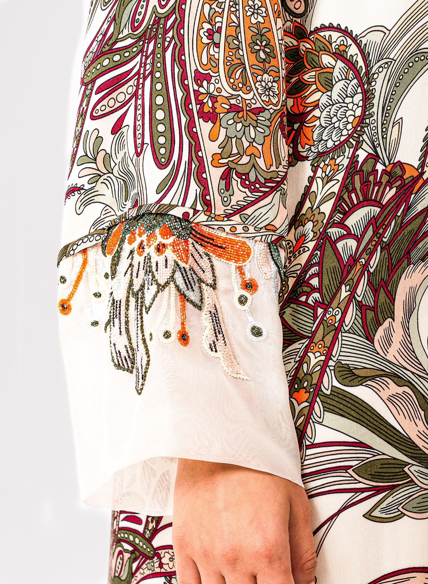 Italian Autumn Ornament Embroidered Viscose Caftan