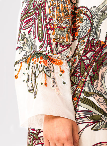 Italian Autumn Ornament Embroidered Viscose Caftan