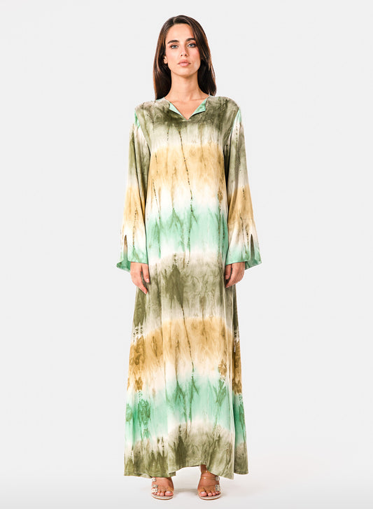 Italian Viscose Marble-Green Caftan