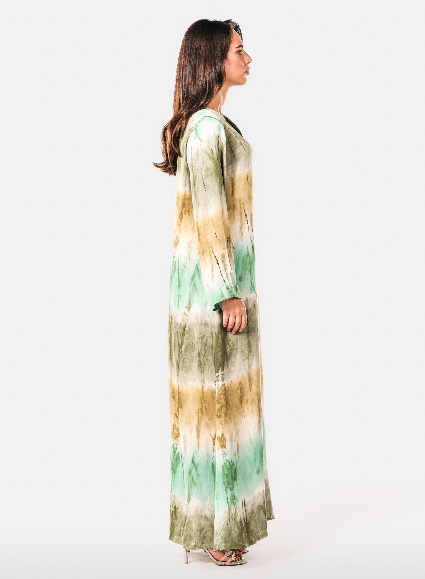Italian Viscose Marble-Green Caftan