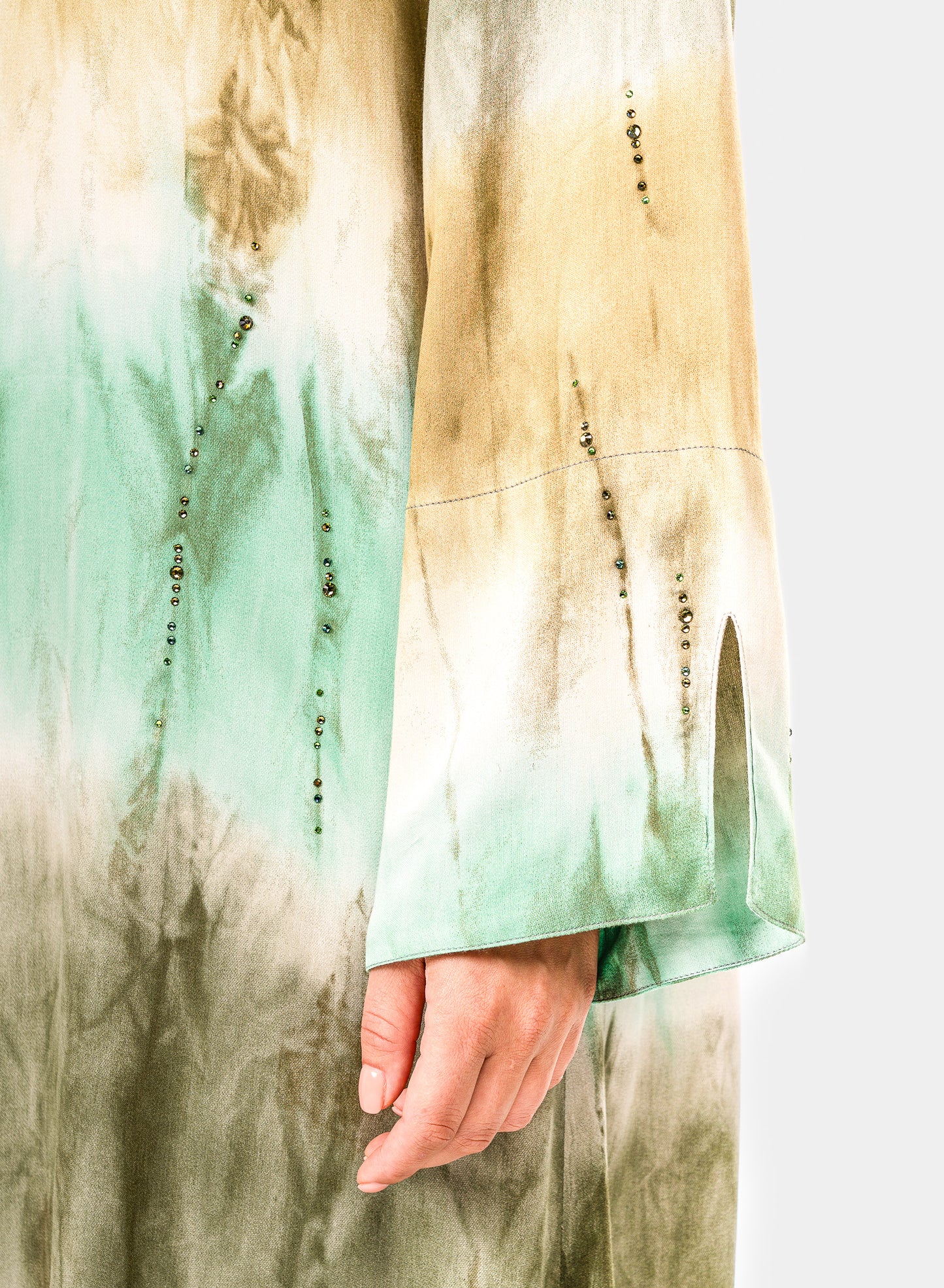 Italian Viscose Marble-Green Caftan