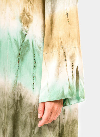 Italian Viscose Marble-Green Caftan
