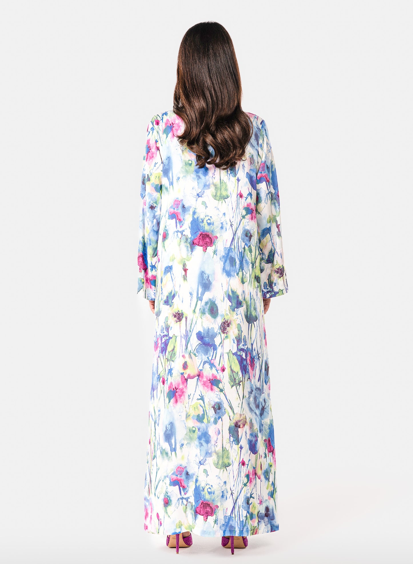 Italian Watercolor Bloom Viscose Caftan