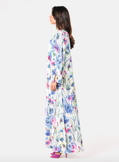 Italian Watercolor Bloom Viscose Caftan
