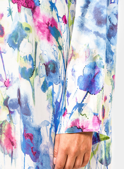 Italian Watercolor Bloom Viscose Caftan