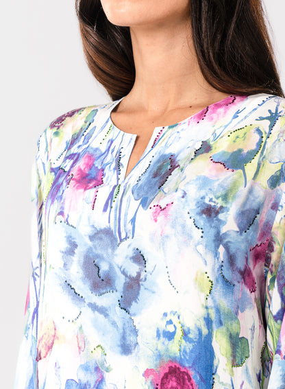 Italian Watercolor Bloom Viscose Caftan