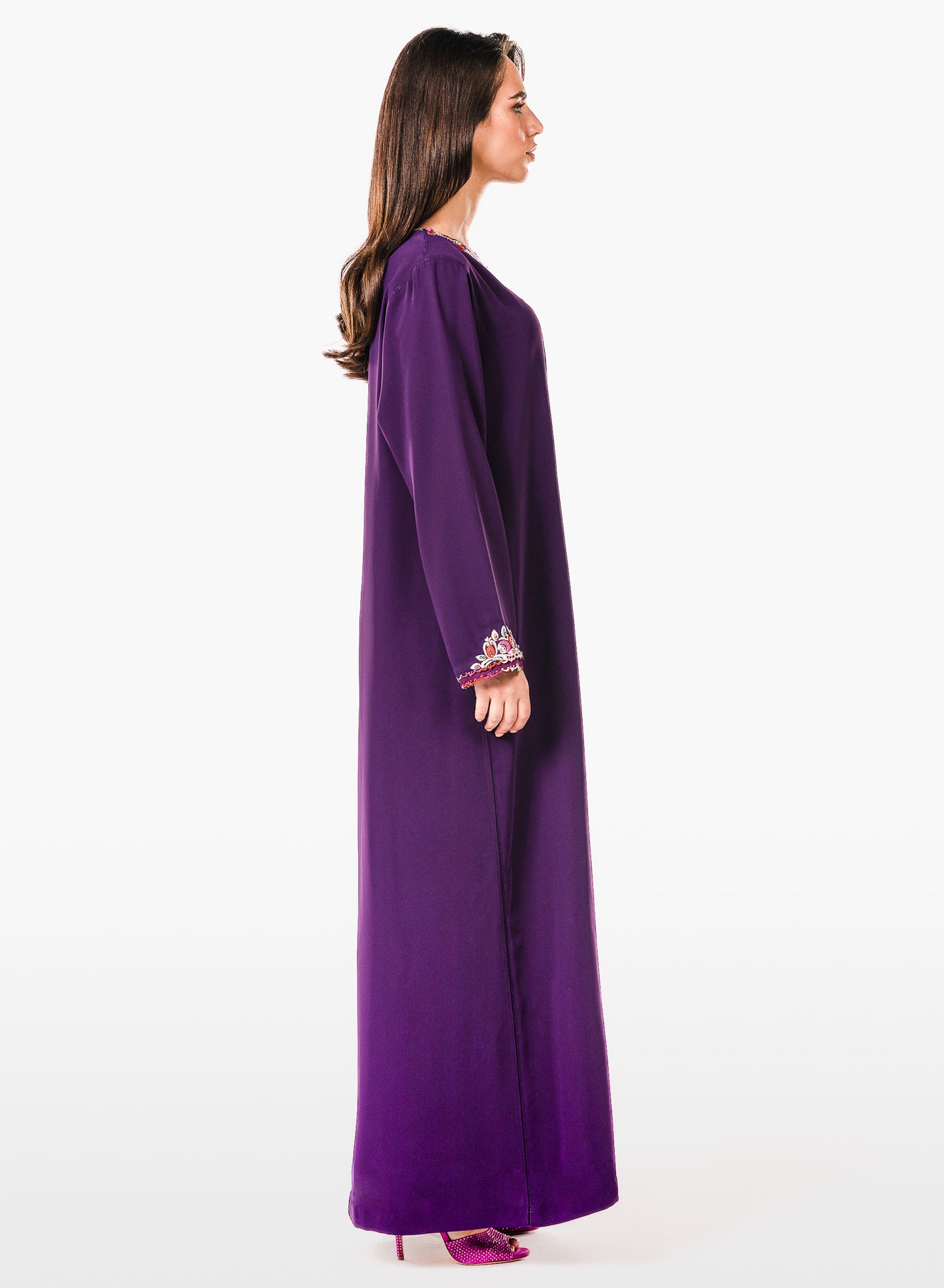Dark Purple Moroccan Crepe Caftan