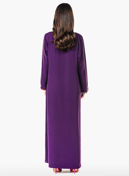 Dark Purple Moroccan Crepe Caftan