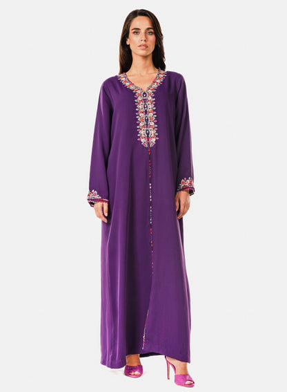 Dark Purple Moroccan Crepe Caftan