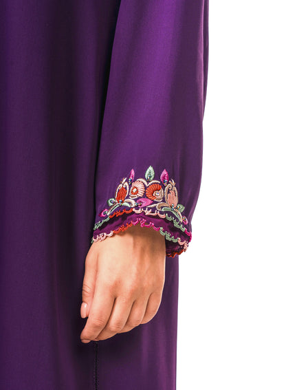 Dark Purple Moroccan Crepe Caftan
