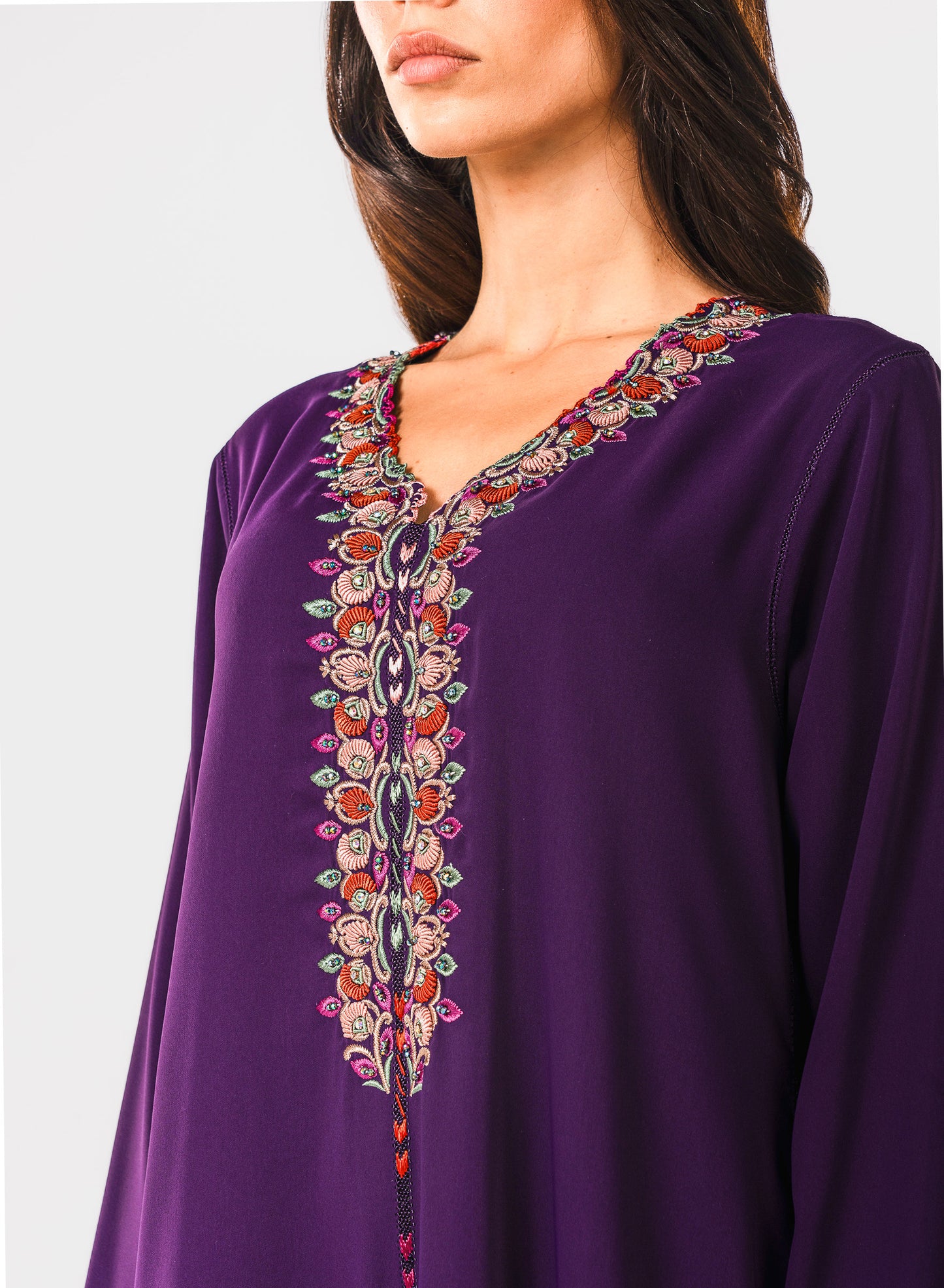 Dark Purple Moroccan Crepe Caftan