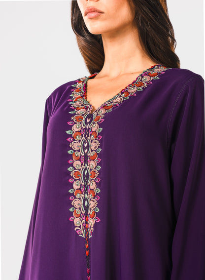 Dark Purple Moroccan Crepe Caftan