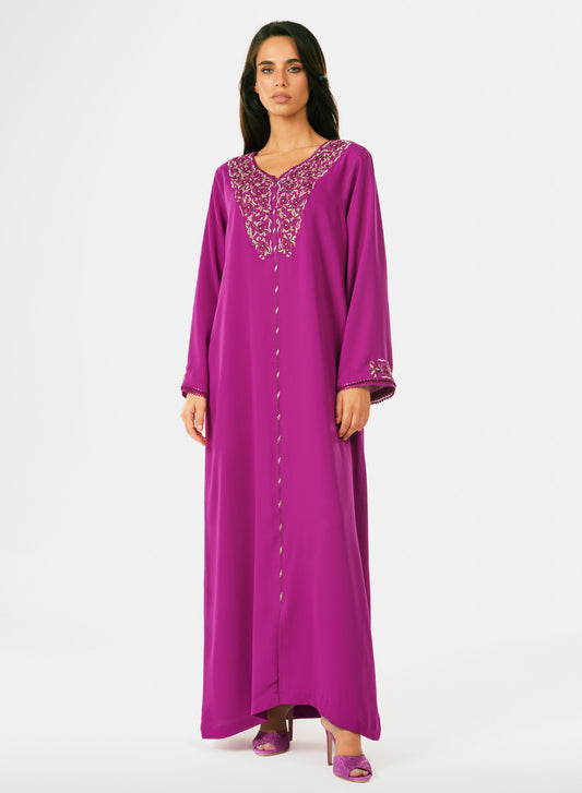 Fuchsia Crepe Moroccan Caftan
