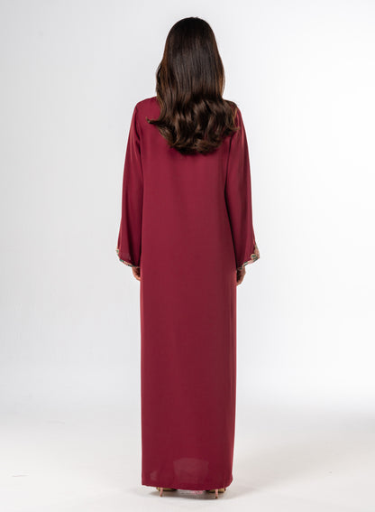 Burgundy Crepe Moroccan Caftan