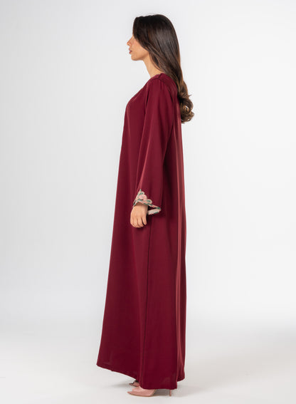Burgundy Crepe Moroccan Caftan