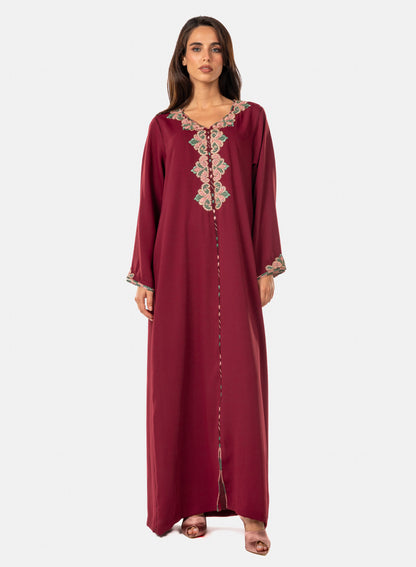Burgundy Crepe Moroccan Caftan