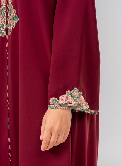 Burgundy Crepe Moroccan Caftan