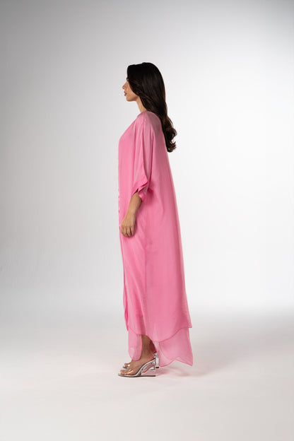 قفطان إيطالي من الحرير القطني باللونين الأسود والأبيض (مجموعة رمضان)