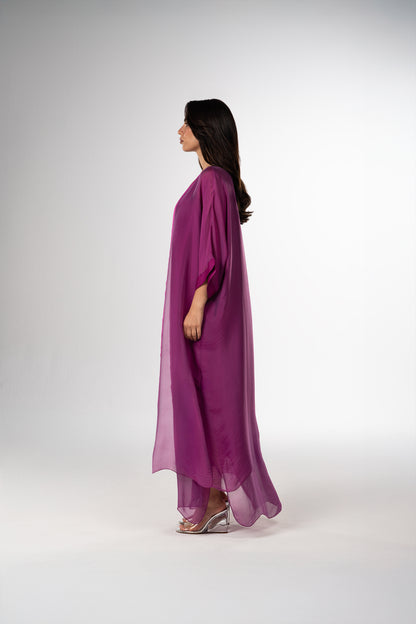 قفطان إيطالي من الحرير القطني باللونين الأسود والأبيض (مجموعة رمضان)