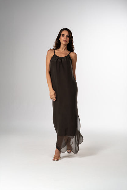 قفطان إيطالي من الحرير القطني باللونين الأسود والأبيض (مجموعة رمضان)