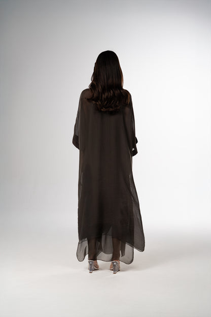 قفطان إيطالي من الحرير القطني باللونين الأسود والأبيض (مجموعة رمضان)