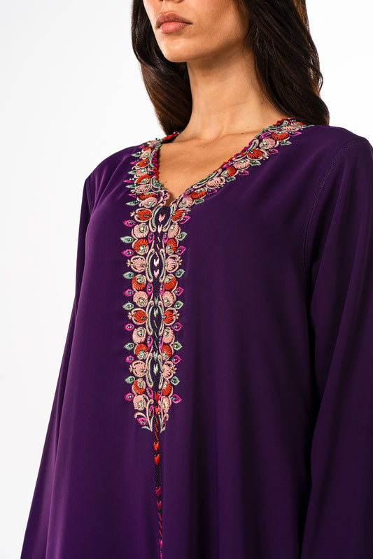Dark Purple Crepe Caftan