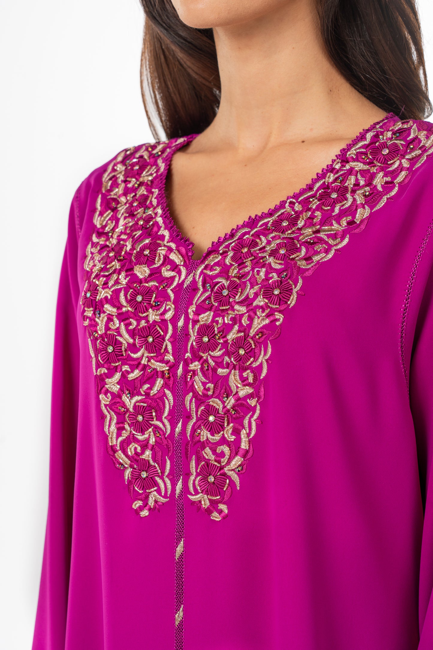 Fuchsia Crepe Moroccan Caftan
