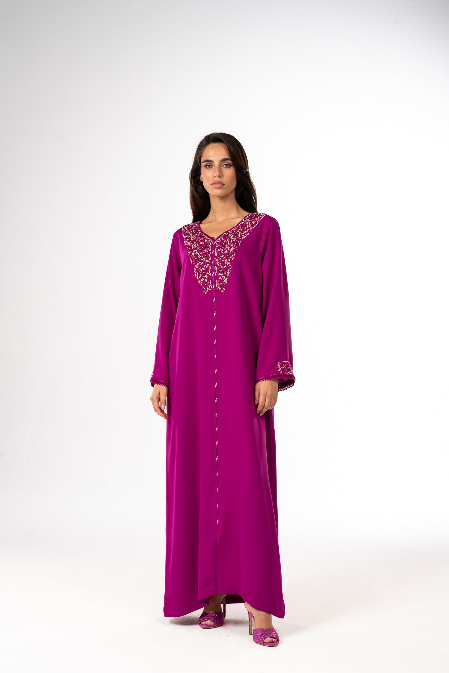 Fuchsia Crepe Moroccan Caftan