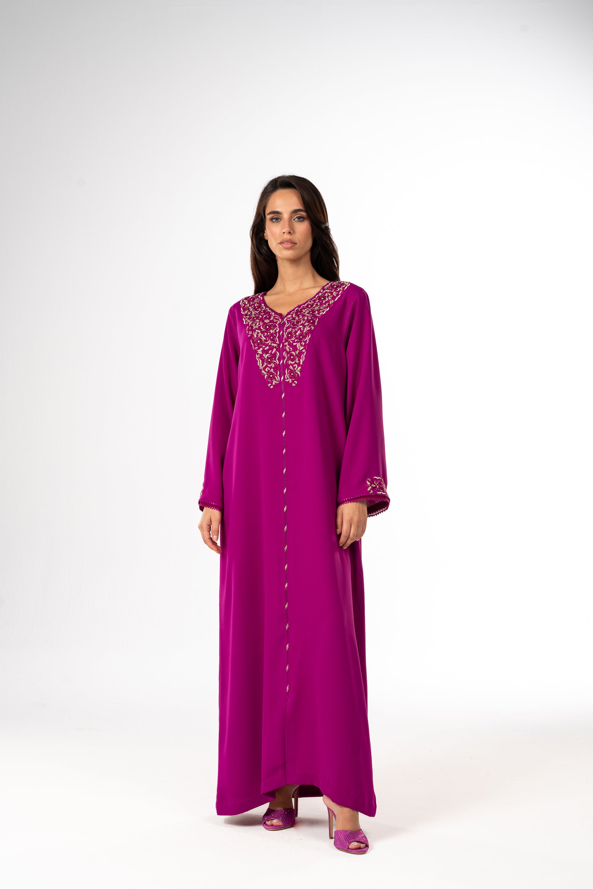 Fuchsia Crepe Moroccan Caftan