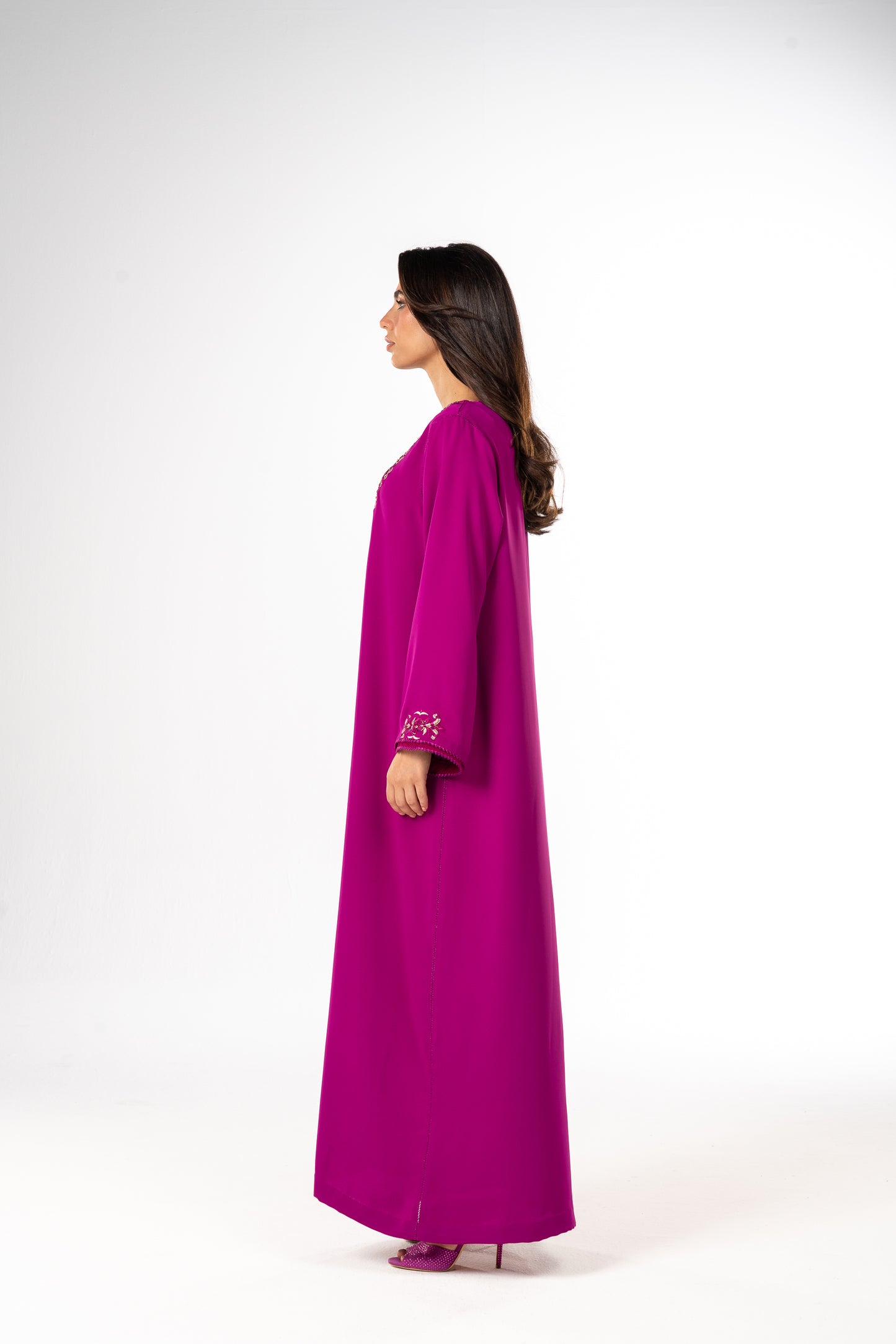 Fuchsia Crepe Moroccan Caftan