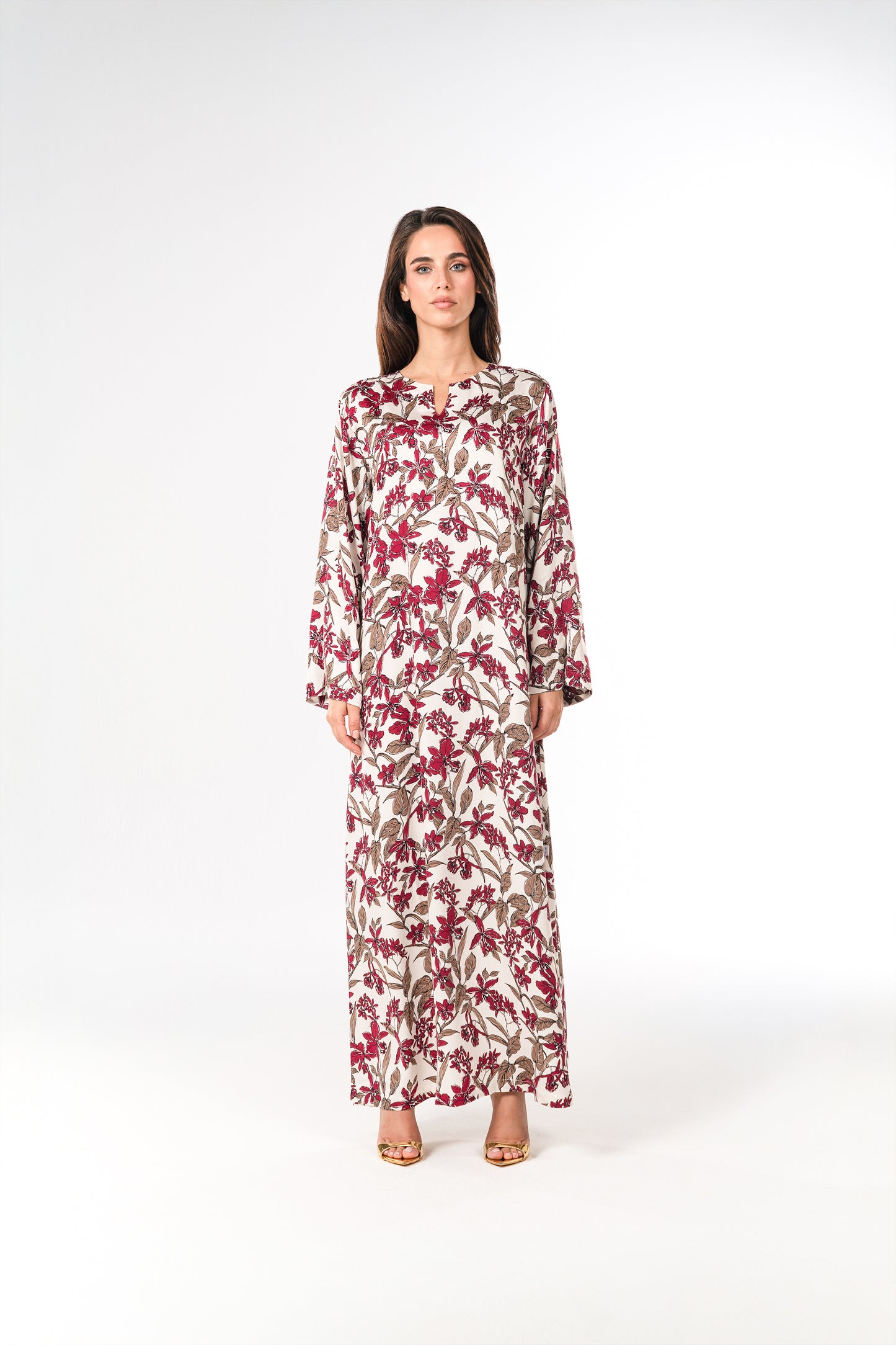 Italian Burgundy Orchid Viscose Satin Caftan