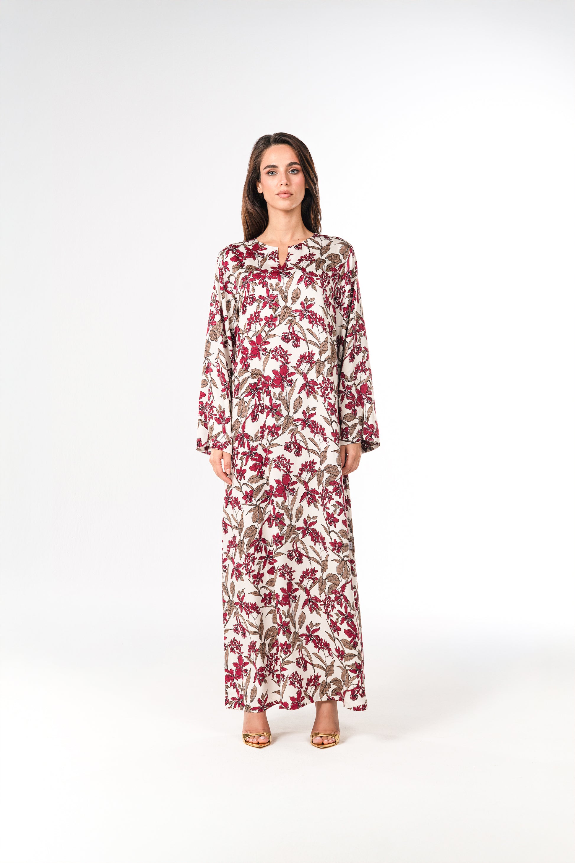 Italian Burgundy Orchid Viscose Satin Caftan