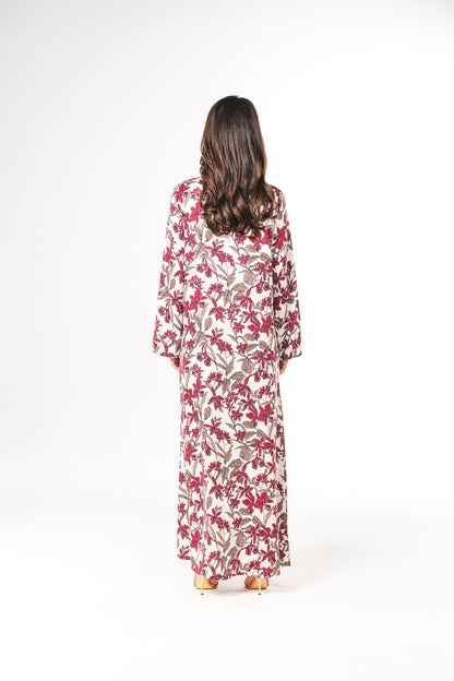 Italian Burgundy Orchid Viscose Satin Caftan