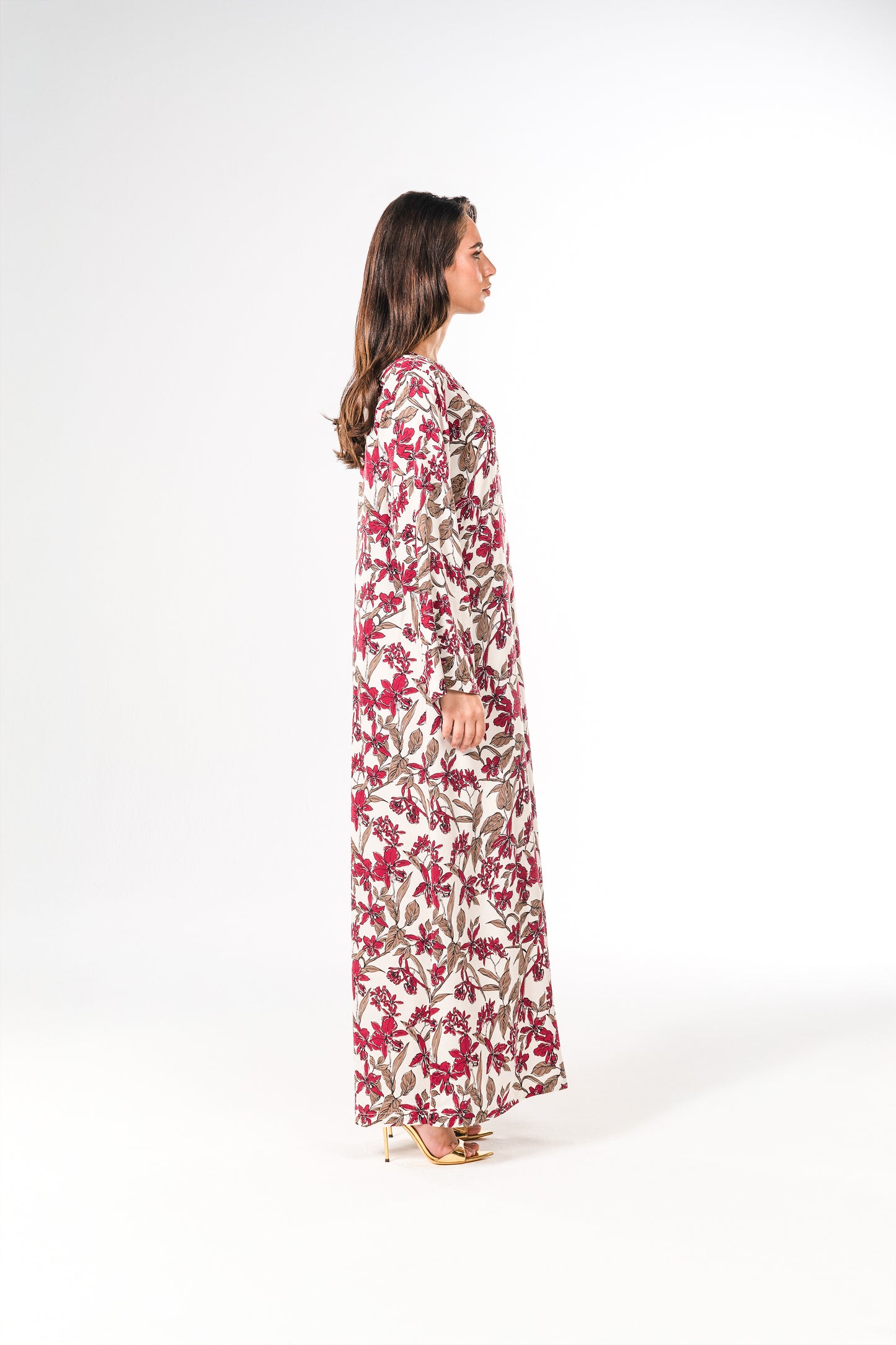 Italian Burgundy Orchid Viscose Satin Caftan