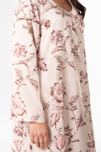 Italian Floral 3D Embroidered Blooming Grace Twill Caftan