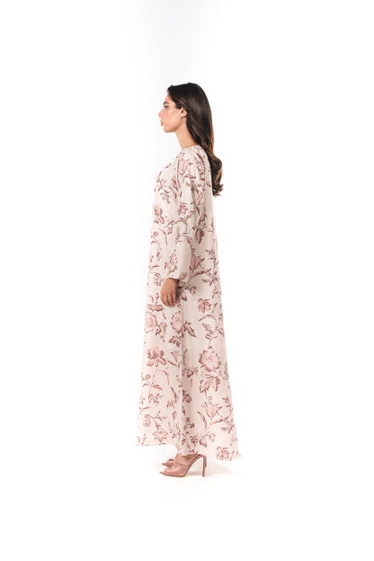 Italian Floral 3D Embroidered Blooming Grace Twill Caftan
