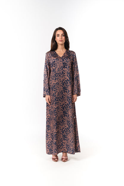 Italian Floral 3D Embroidered Vintage Rose Twill Caftan