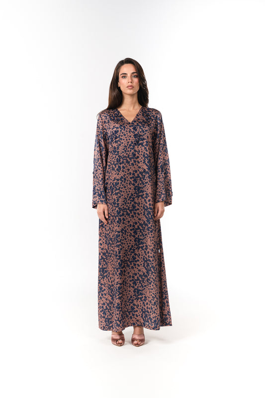 Italian Floral 3D Embroidered Vintage Rose Twill Caftan