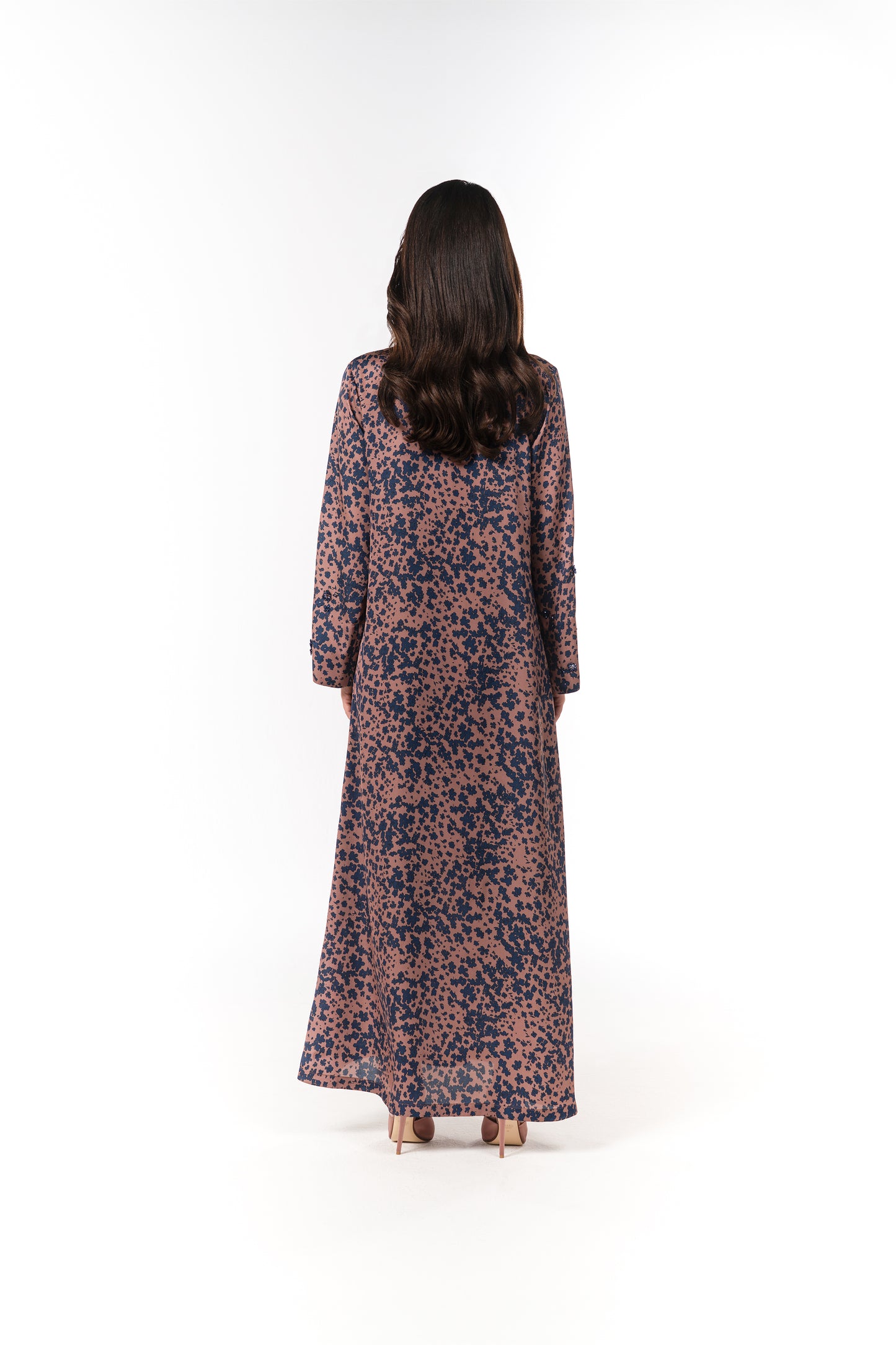 Italian Floral 3D Embroidered Vintage Rose Twill Caftan