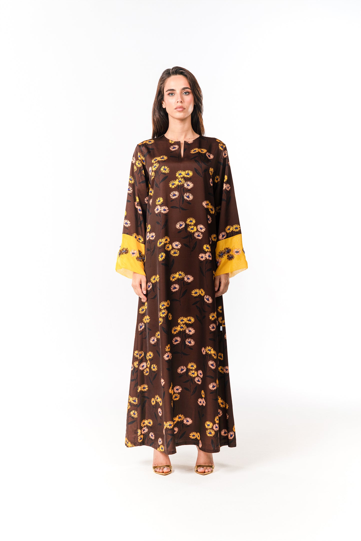 Italian Golden Meadow Embroidered Viscose Caftan