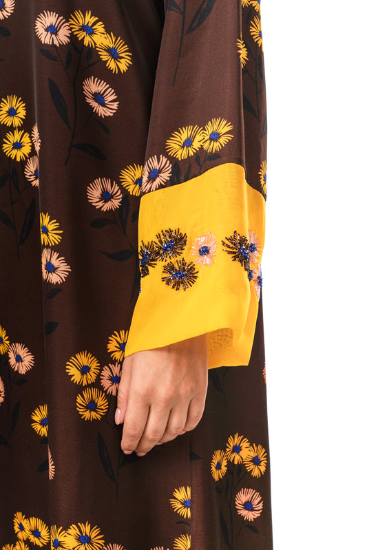 Italian Golden Meadow Embroidered Viscose Caftan