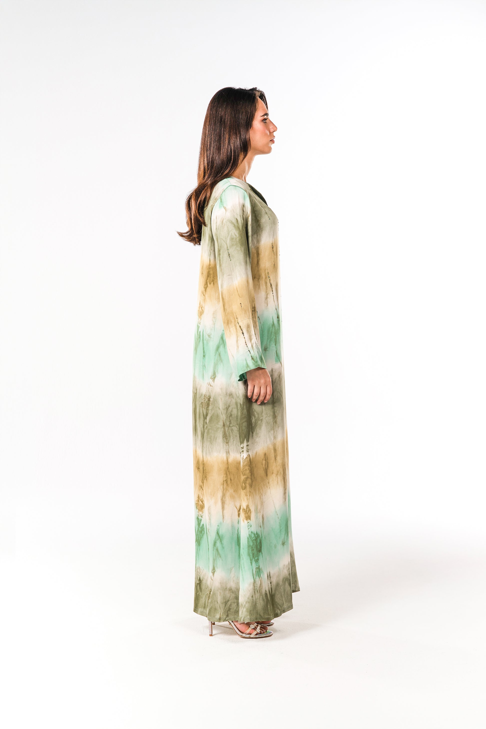 Italian Viscose Marble-Green Caftan