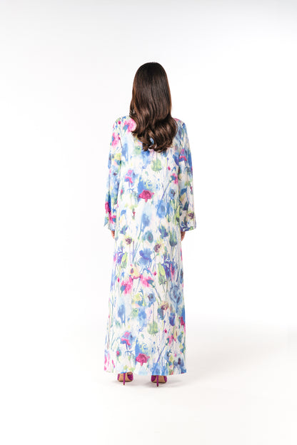 Italian Watercolor Bloom Viscose Caftan