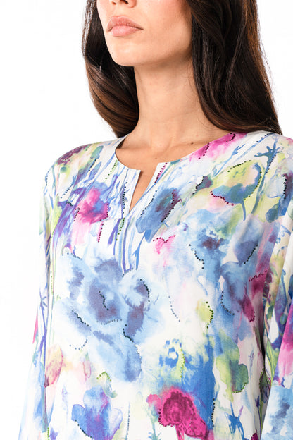 Italian Watercolor Bloom Viscose Caftan