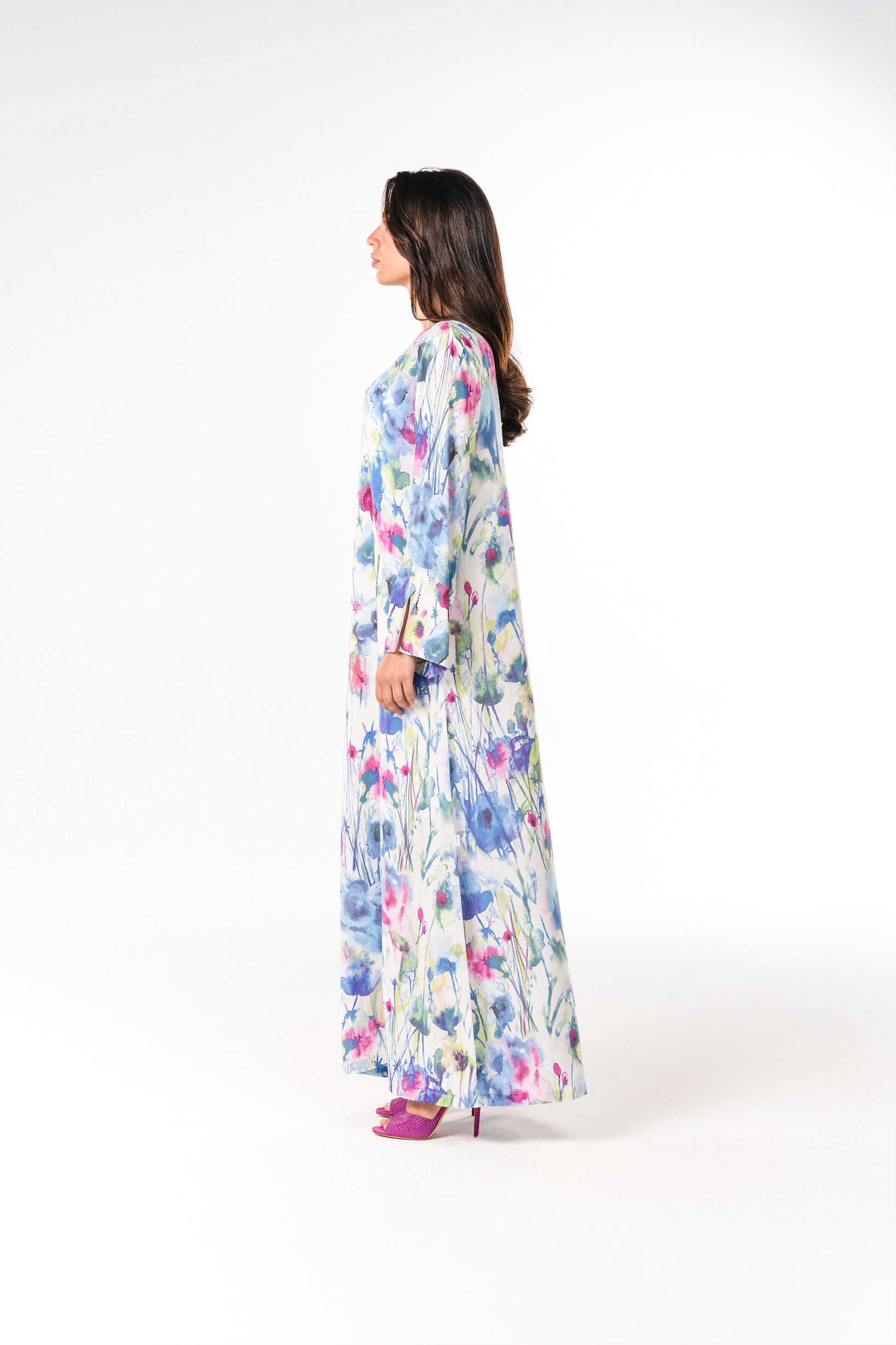 Italian Watercolor Bloom Viscose Caftan
