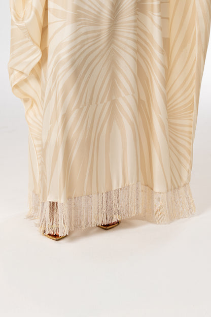 Ivory Glow Roberto Cavalli Original Italian Twill Silk Caftan – Limited Edition Handmade crystal