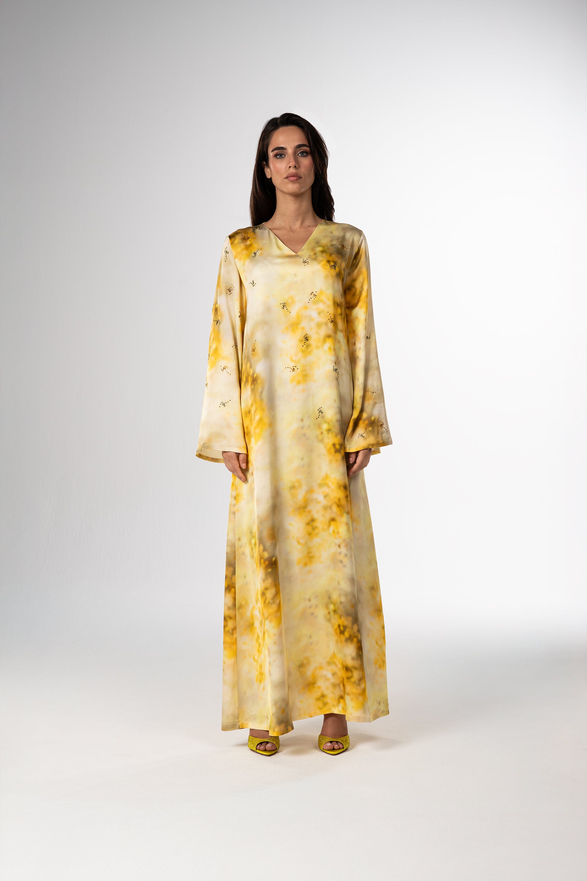 PINKO Italian Original Bright Gold Splash Caftan