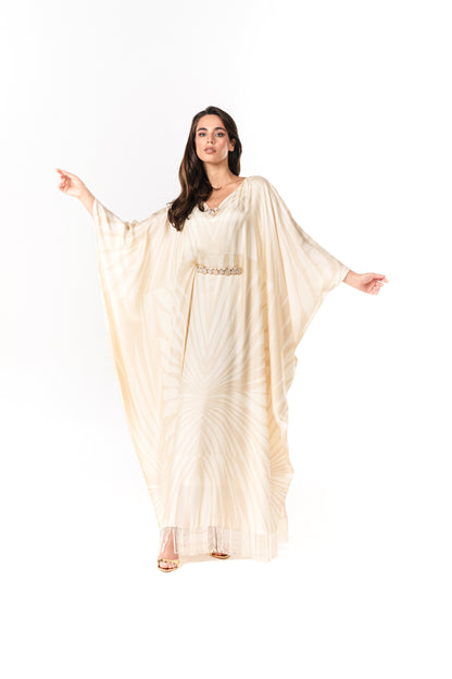 Roberto Cavalli Italian Original Ivory Glow Twill Silk Caftan