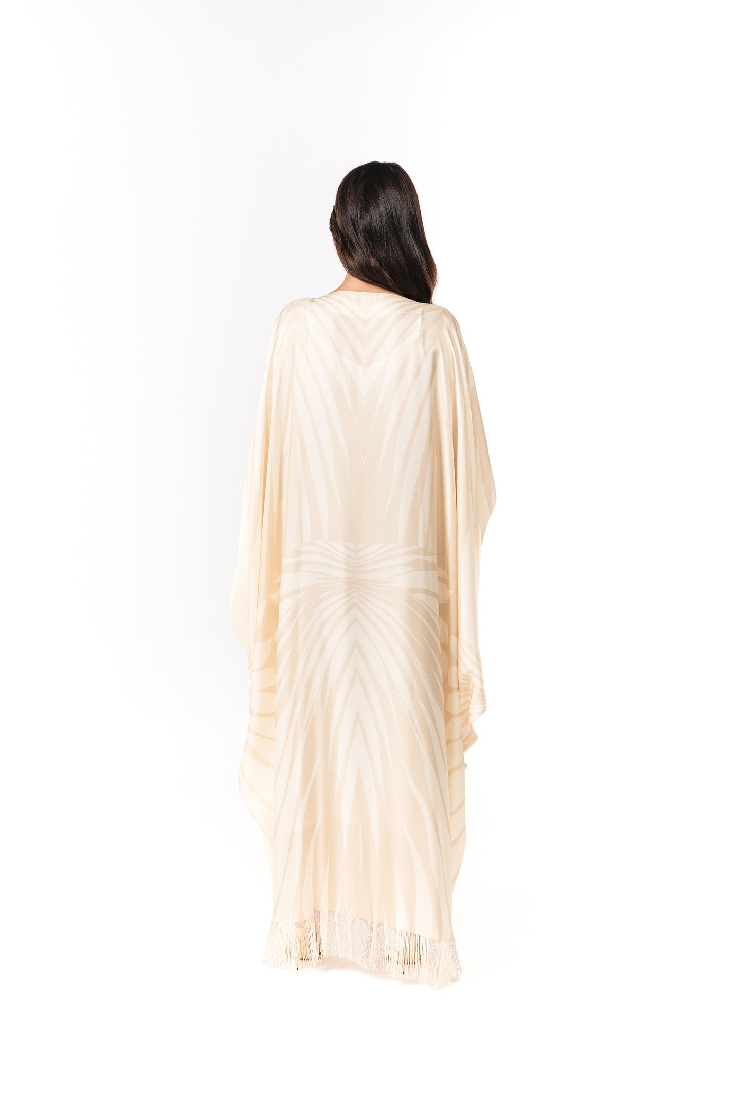 Roberto Cavalli Italian Original Ivory Glow Twill Silk Caftan